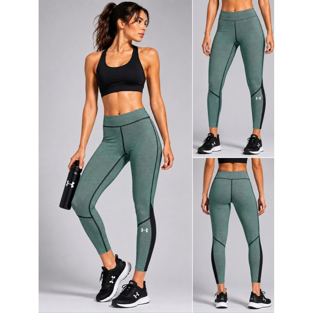 ❤️2/$18 Under Armour Womens Green Black Elastic Waist Compression Legging S